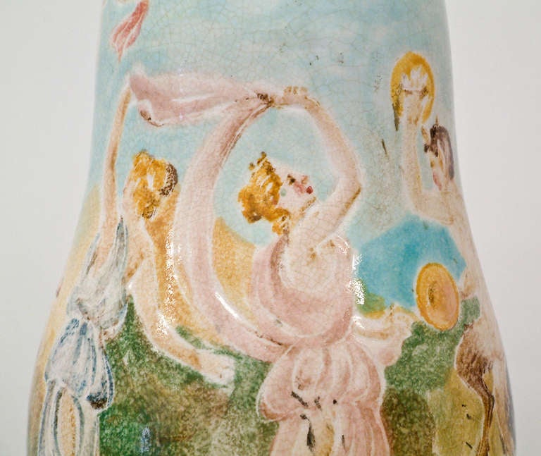 Professor Eugenio Pattarino Ceramic Lamp Italy Circa 1940 In Excellent Condition For Sale In Richmond, VA