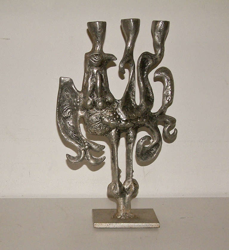 Don Drumm Aluminum Abstracted Bird Candleholders circa 1970 For Sale 3