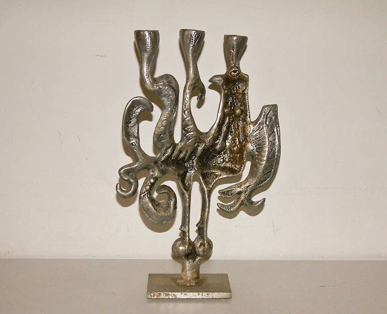 Don Drumm Aluminum Abstracted Bird Candleholders circa 1970 For Sale 2
