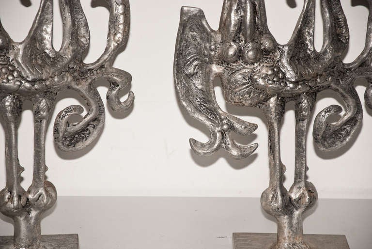 20th Century Don Drumm Aluminum Abstracted Bird Candleholders circa 1970 For Sale