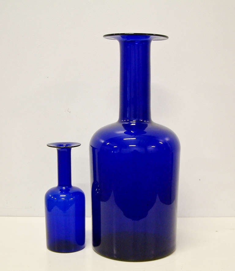 Danish Otto Brauer for Kastrup-Holmegaard Blue Glass Vases 1963