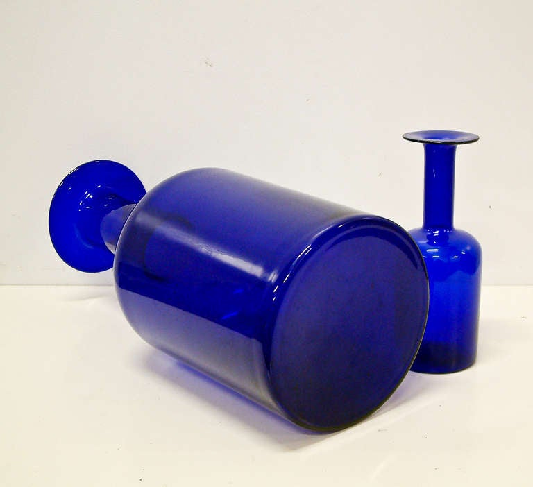 Modern Otto Brauer for Kastrup-Holmegaard Blue Glass Vases 1963