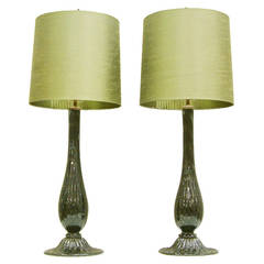 Pair of Black Murano Lamps, Italy 1990