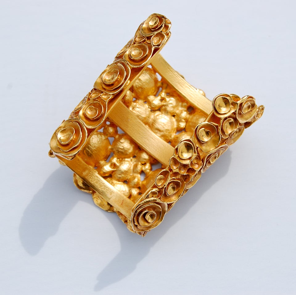 YSL Goldtone Cuff Bracelet at 1stdibs