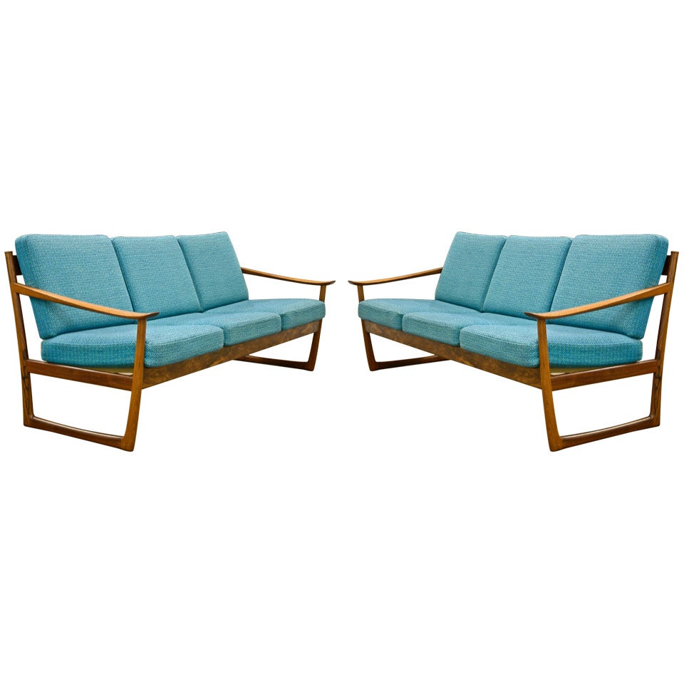 Pair of Rosewood Sofas by Peter Hvidt and O.M. Nielsen
