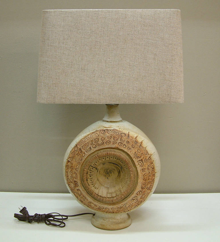 Rare Pair of Bernard Rooke Stoneware Lamps, circa 1970 For Sale 5