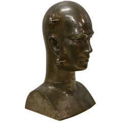René Berthet Unique Cast Steel Bust Sculpture 1/1