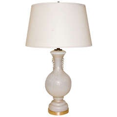 White and Gold Murano Glass Table Lamp