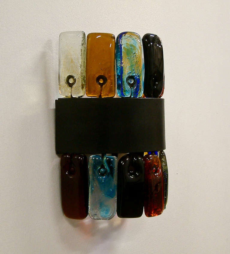 Fused Glass Sconce Attributed to Erik Hoglund c.1960 at 1stdibs