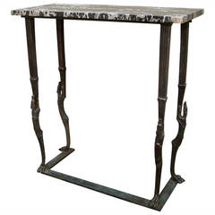 Bronze, Steel and Marble Greyhound Console Table, Italy, circa 1925