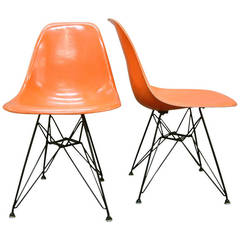 Charles and Ray Eames DSR Fiberglass Side Chairs "Eiffel Tower"