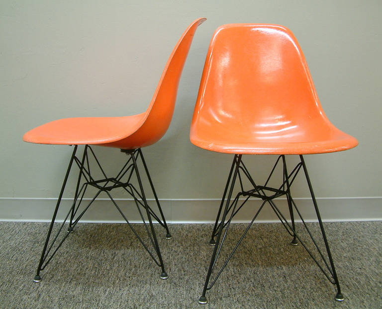 American Charles and Ray Eames DSR Fiberglass Side Chairs 