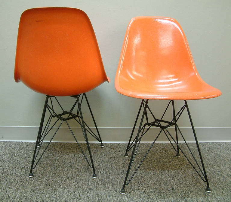 Mid-20th Century Charles and Ray Eames DSR Fiberglass Side Chairs 