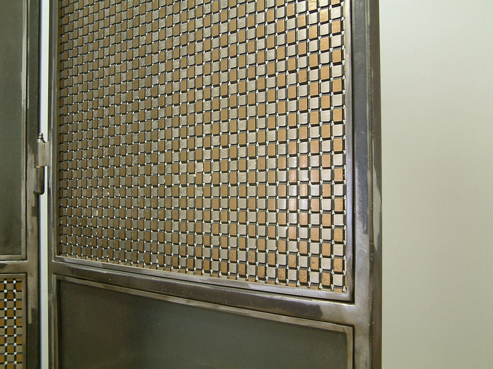 American Three Panel Woven Metal Screen by Maurice Beane Studios For Sale