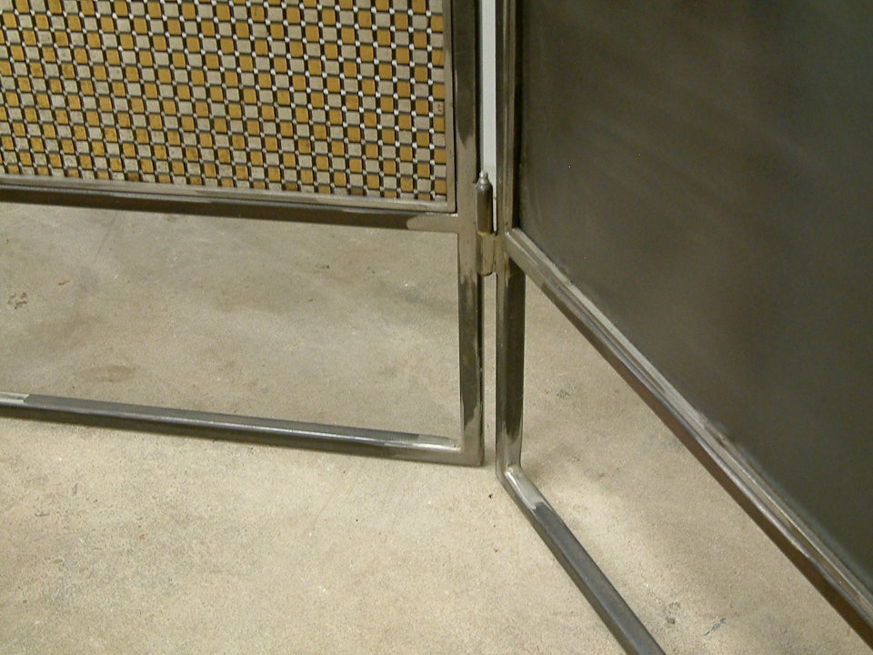 Three Panel Woven Metal Screen by Maurice Beane Studios In Excellent Condition For Sale In Richmond, VA