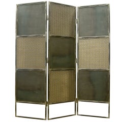 Three Panel Woven Metal Screen by Maurice Beane Studios