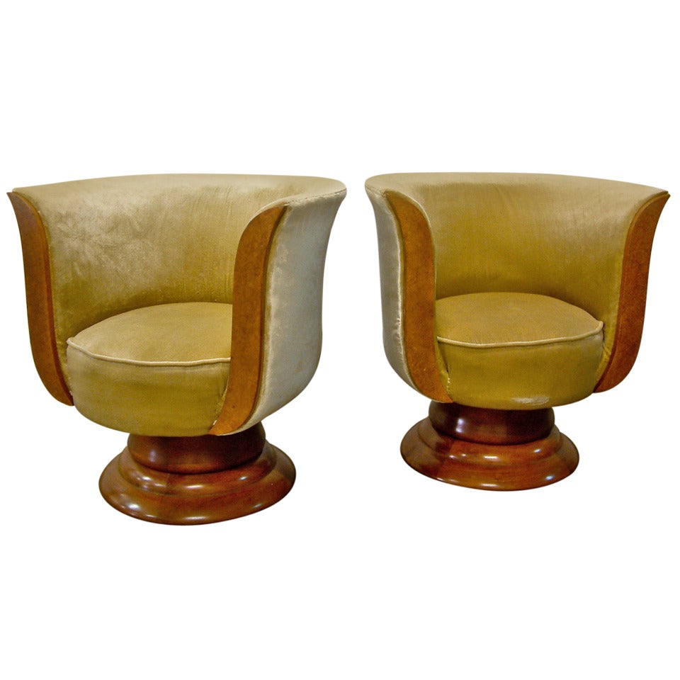 Pair of Art Deco Lounge Chairs for Hotel Le Malandre, Belgium For Sale