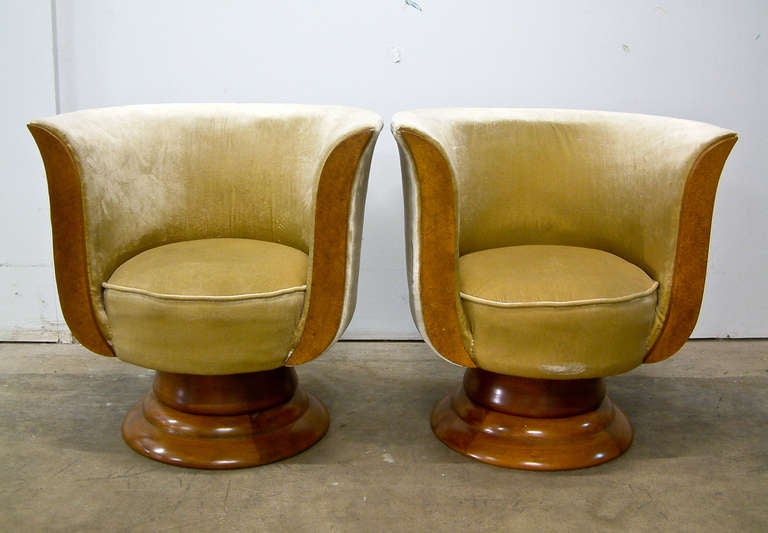 French Pair of Art Deco Lounge Chairs for Hotel Le Malandre, Belgium For Sale
