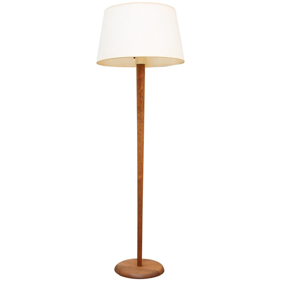 Walnut Floor Lamp Circa 1950 For Sale