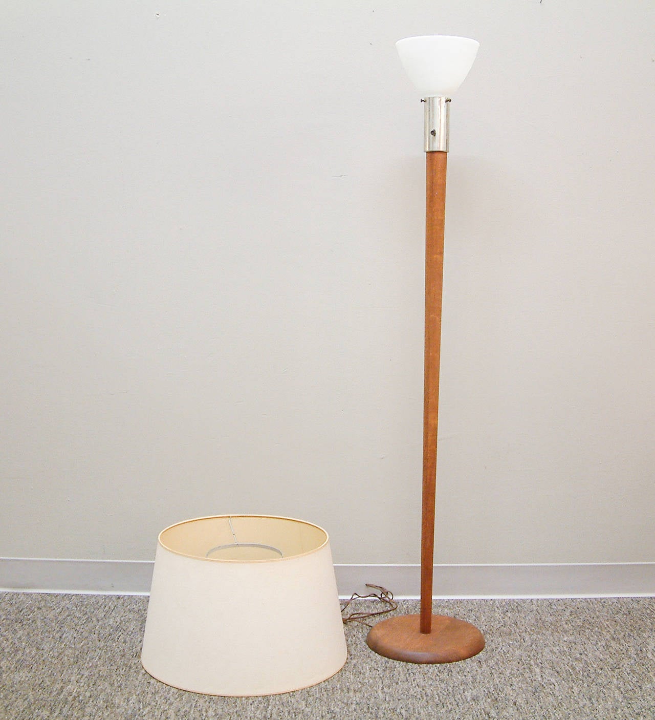 American Walnut Floor Lamp Circa 1950 For Sale