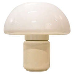 Martinelli Luce White "Mushroom" Table Lamp, Italy, circa 1970