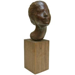 Bronze Female Head Signed Cornell A/P Circa 1950