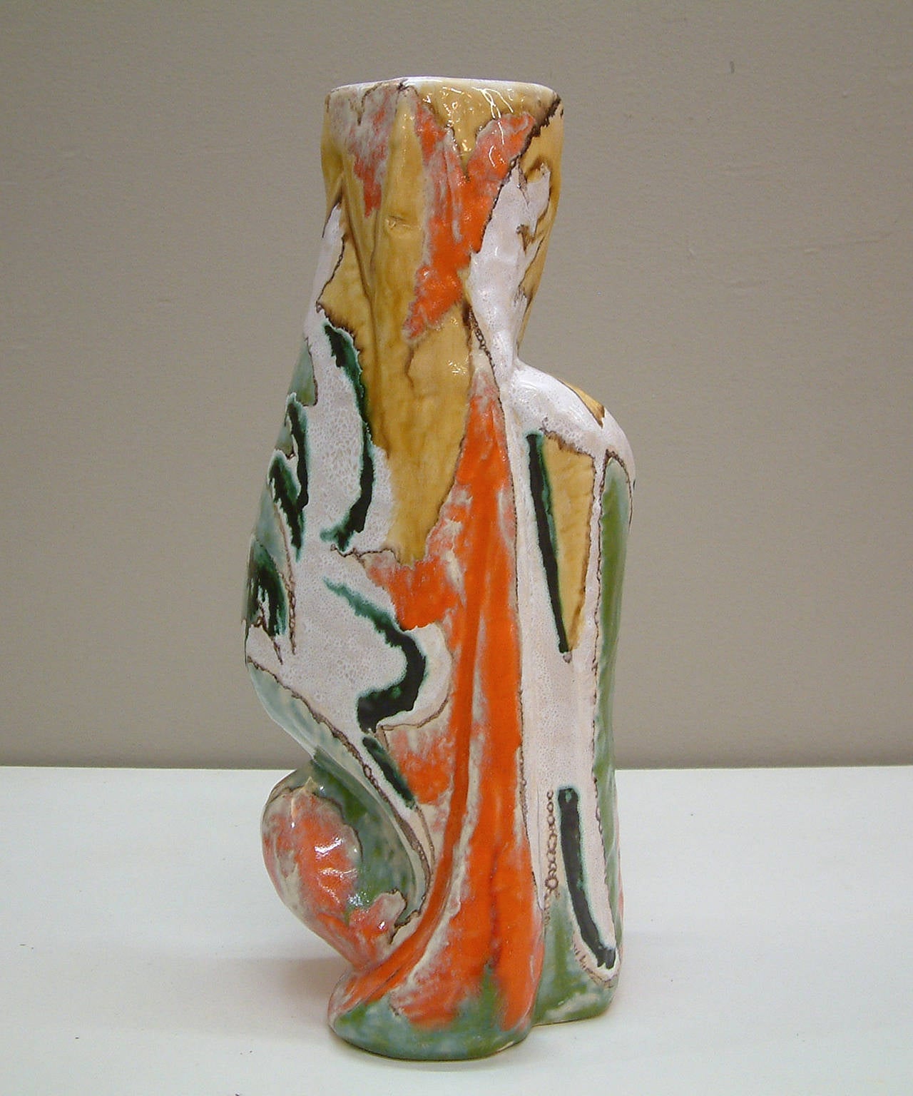 Italian Elio Schiavon Hi-Glaze Ceramic Vase, Italy, circa 1960