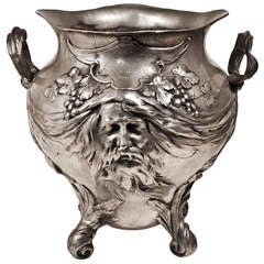Large Engraved Pewter Vase Attributed to J.P. Kayser Sohn