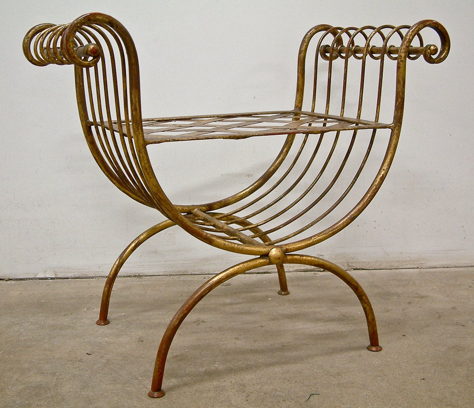 Italian Gilt Metal Bench