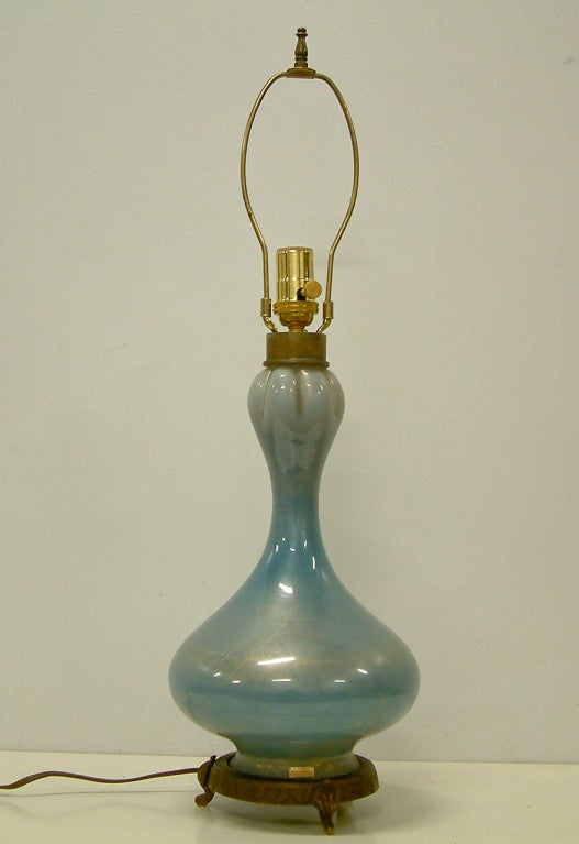 Italian Seguso Murano Glass Table Lamp For Sale
