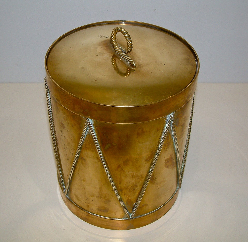 Saks Fifth Avenue Brass Drum Ice Bucket