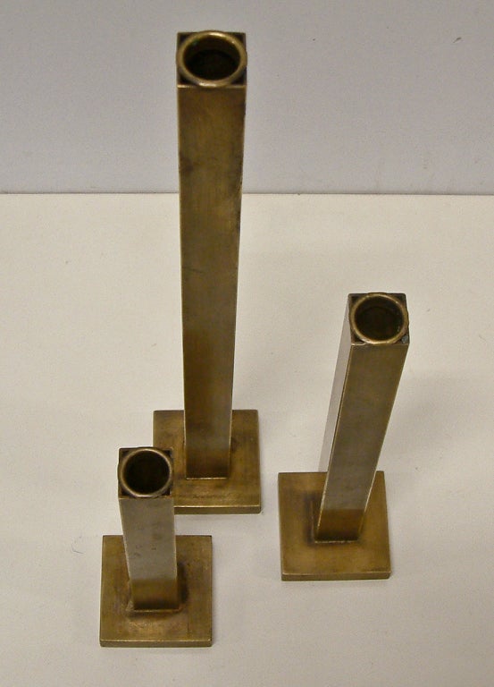 Canadian Trio of Martha Sturdy Bronze Candleholders For Sale