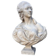 White Carrara marble bust of Madame du Barry - 19th century