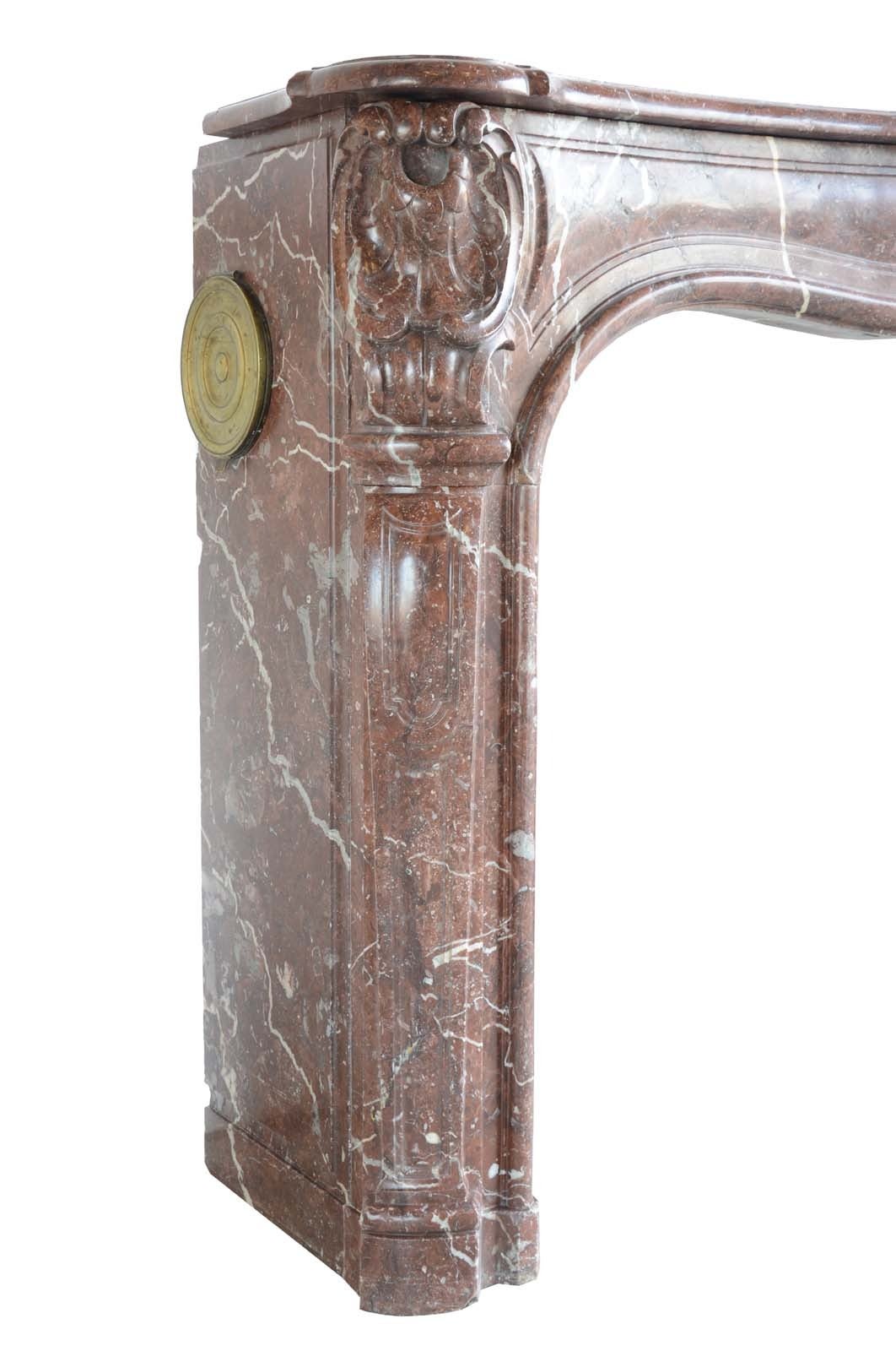 18th Century and Earlier French Louis XV Period Red Marble Fireplace, 18th Century For Sale