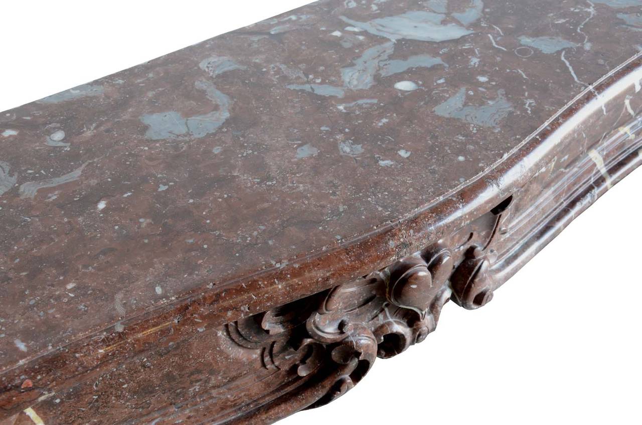 French Louis XV Period Red Marble Fireplace, 18th Century For Sale 1