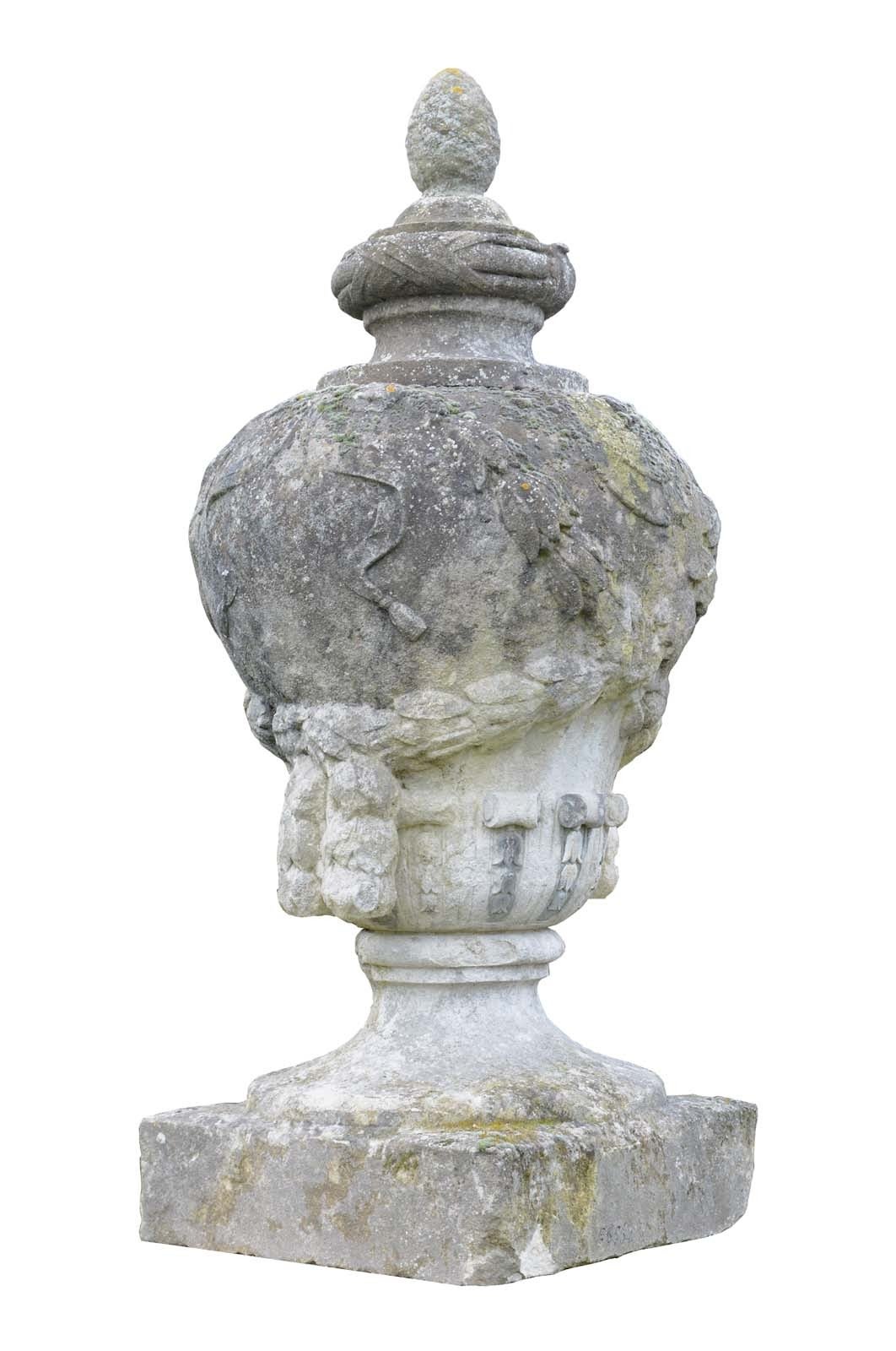 Louis XVI French Louis XIV Style Stone Urn, Dated 19th Century