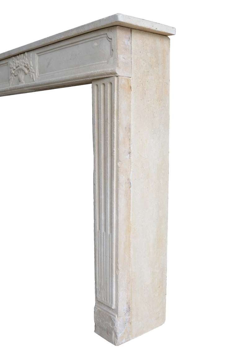 18th Century and Earlier French Louis XVI Period Limestone Fireplace, Late 18th Century