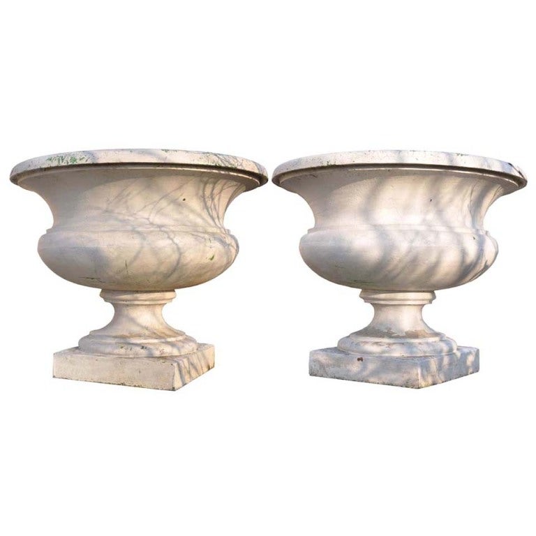 Pair of important cast iron garden vases dated 19th C. at 1stDibs