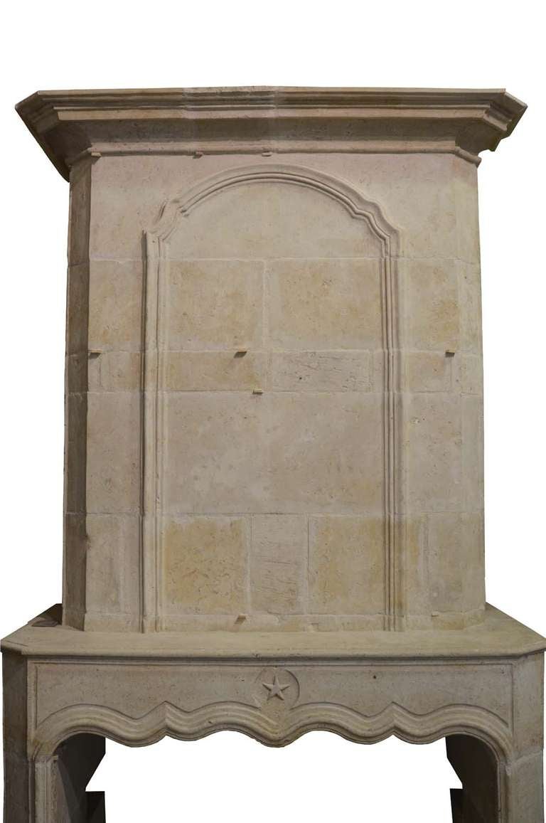 18th Century and Earlier French Louis XIV Period Limestone Fireplace