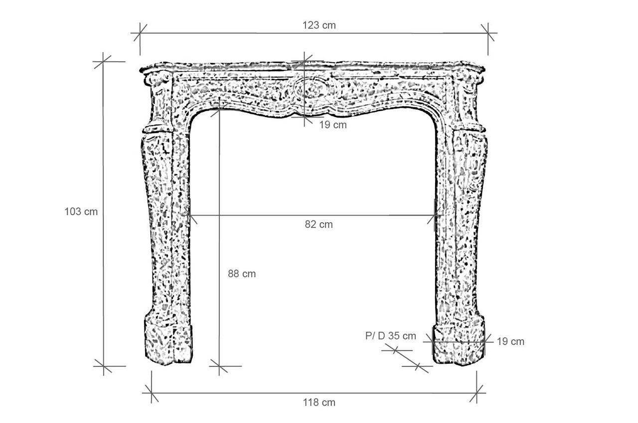 French Pompadour Style Brèche De Salernes Marble Fireplace, 19th Century For Sale 2