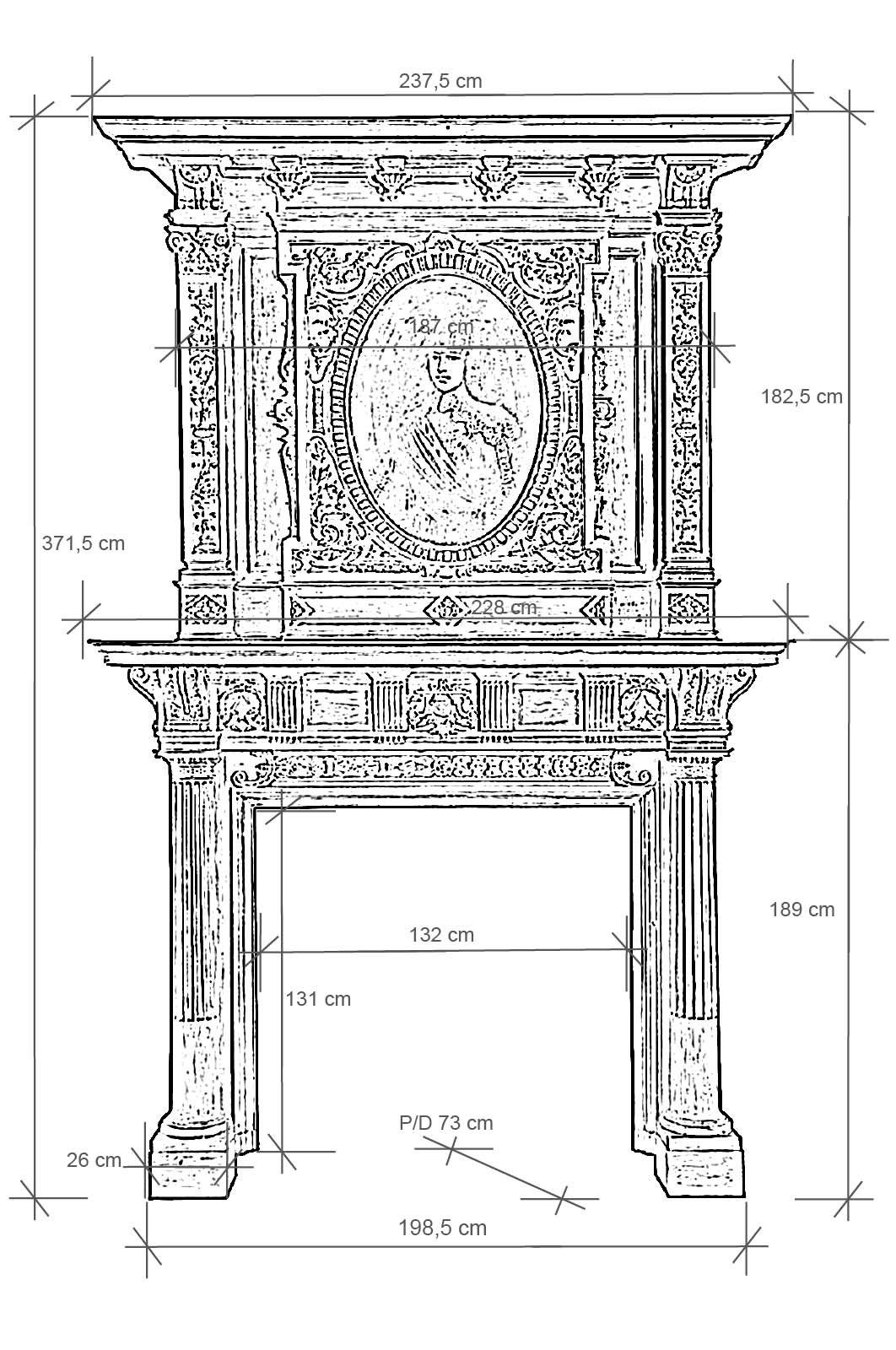 French Renaissance style wallnut fireplace - Ca 1880 6