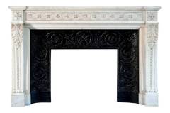 French Louis the 16th style white marble fireplace - 19th Century.
