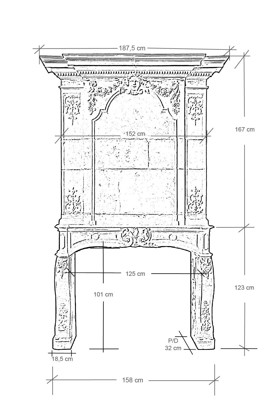 Louis the 14th period richly carved limestone fireplace 3