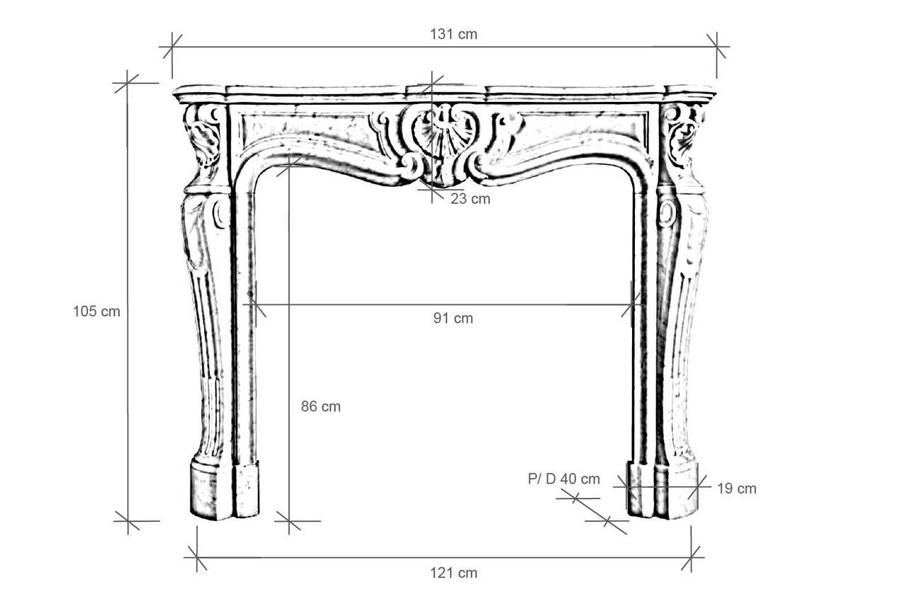 French Louis the 15th style white marble fireplace - Late 19th C. 2