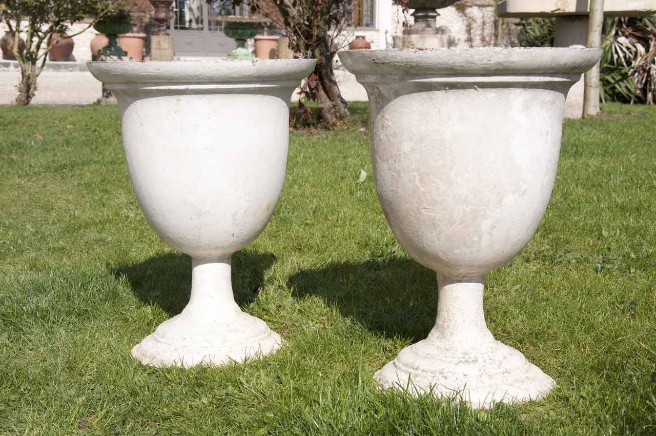 French Pair of Cast Iron Vases, Late 19th Century For Sale