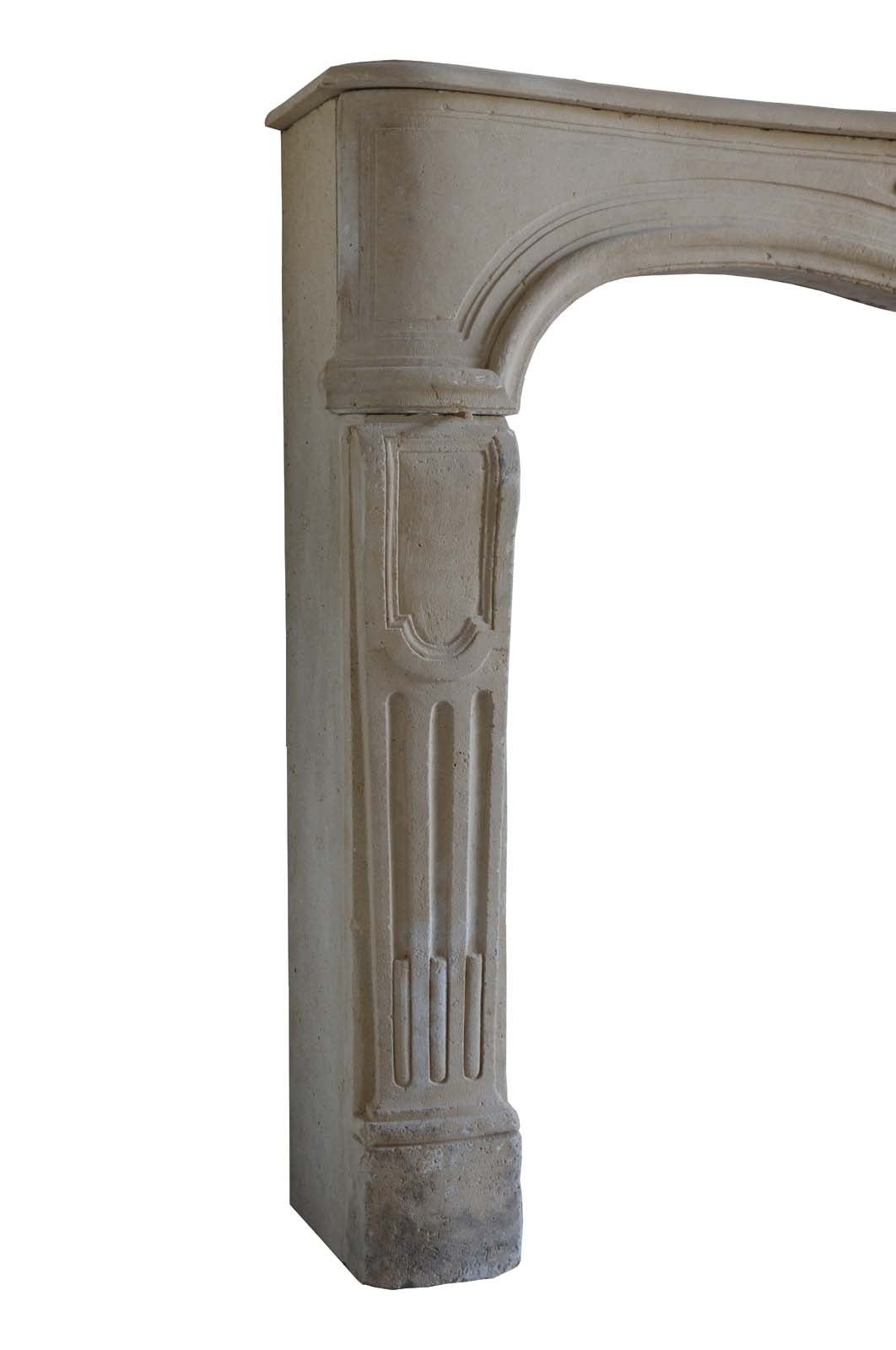 French Louis the 15th period limestone fireplace dated 18th Century. Opening : 36 x 50 in. # C3447