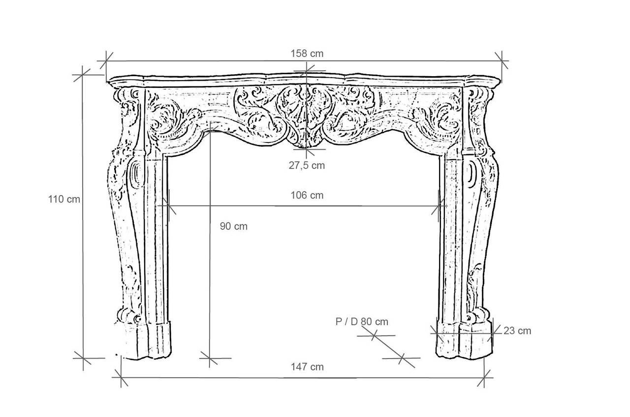 French Louis XV Style White Marble Fireplace, 19th Century 7