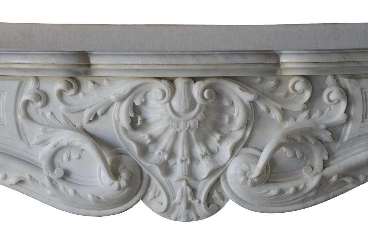 French Louis XV Style White Marble Fireplace, 19th Century 2