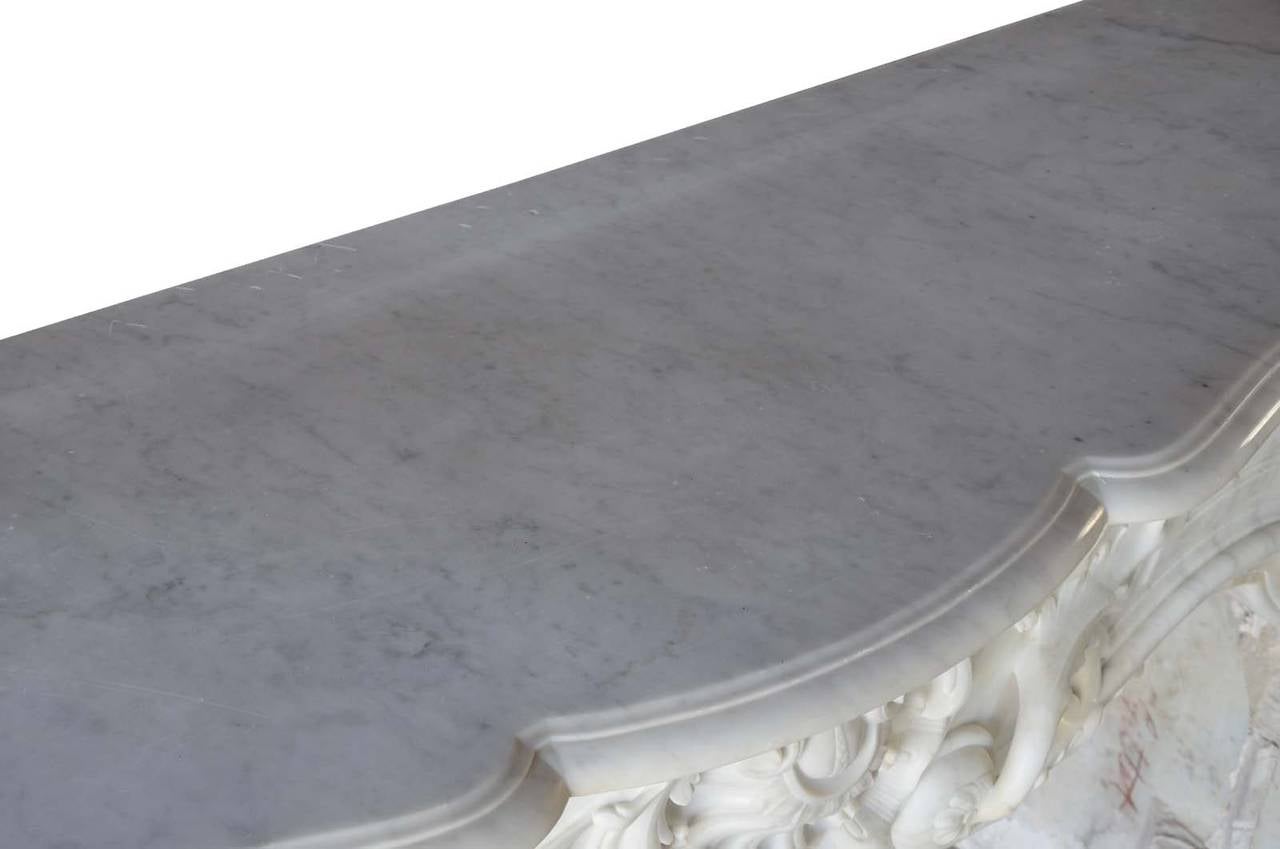 French Louis XV Style White Marble Fireplace, 19th Century 6