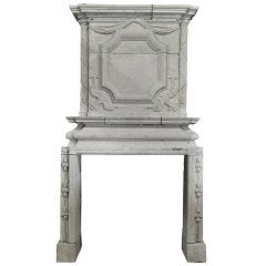 French Louis 14th period limestone fireplace